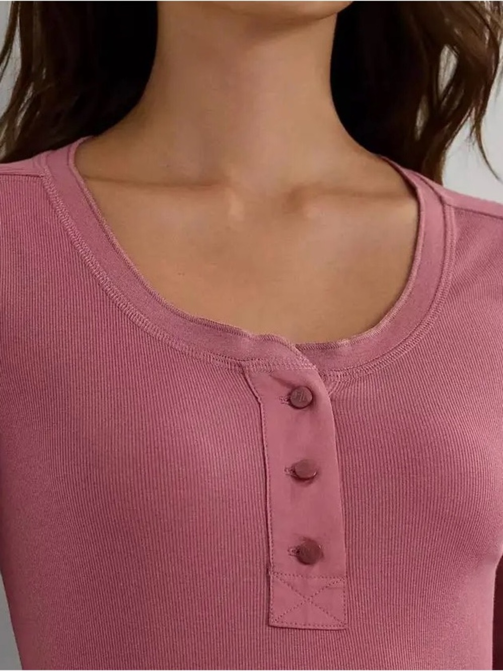 Lauren Ralph Lauren Rib Knit Henley Top Women’s Size L - Rose Blush Pink - NWT